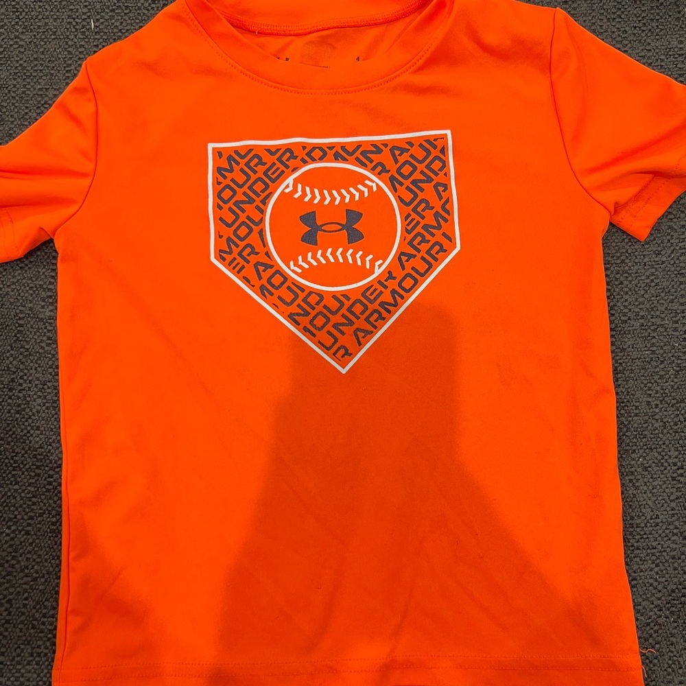 Under Armour Orange Short Sleeve Tee with Baseball Graphics